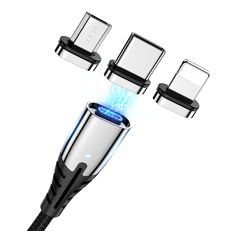 Magnetisk Multi-USB-sladd med Utbytbart Huvud - USB-C Micro-USB USB